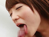 Hot teen Hina Makimura sucks a hard cock and eats jizz picture 31